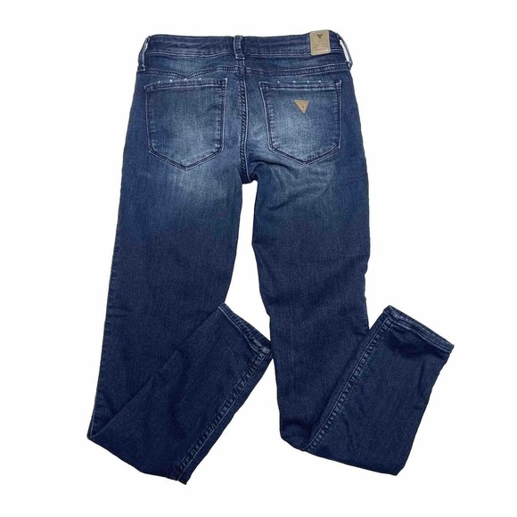 Guess Jeans Womens 26 Blue Denim Power Skinny Low Patched Ripped Jegging Ladies - Picture 2 of 9